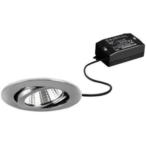 Brumberg LED Einbaustrahler, 230V, 6W, 3000K, 640 lm rund, chrom - mit Netzteil - 82 x 4 mm