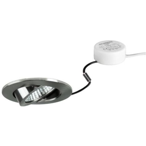 Brumberg LED Einbaustrahler, 230V, 6W, 3000K, 640 lm rund, nickel, dimmbar, Rundkonverter - mit Netzteil - 82 x 4 mm