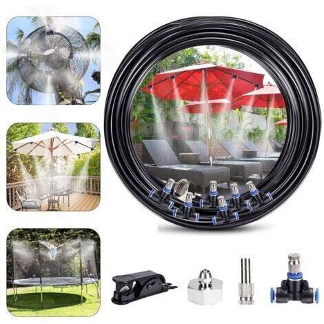 Brumisateur de Terrasse, Système de Brumisation Kit D'Irrigation Extérieur Goutte à Patio Misting Micro Flow Drip Kit pour Gazebo Jardin (10m)