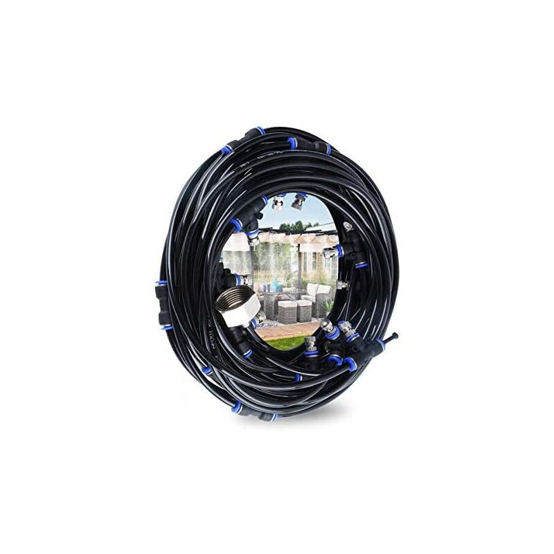 Brumisateur Exterieur, 10M Brumisateur Terrasse avec 10 Buse Brumisateur pour Patio Jardin Serre Trampoline pour Parc Aquatique