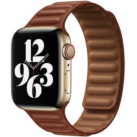 Brun Compatible avec Bracelet Apple Watch 7 Magnétique Cuir 42mm 44mm 45mm,Compatible avec iWatch Series 8/7/SE/6/5/4/3/2/1（Sans montres）, Homme Femme Bande Magnétique