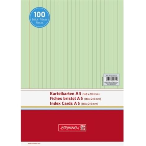 BRUNNEN Karteikarte 102250150 DIN A5 liniert gn 100 St./Pack.