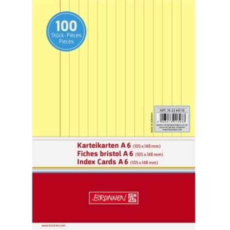 BRUNNEN Karteikarte 102260110 DIN A6 liniert ge 100 St./Pack.
