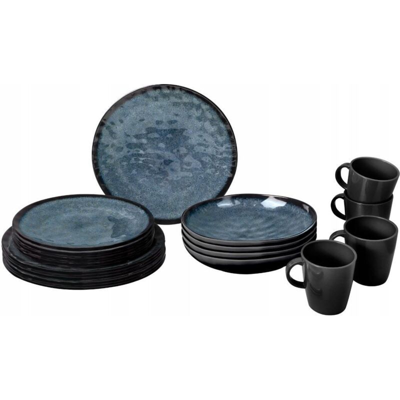 Brunner Ensemble de vaisselle de camping bleu 16 pièces