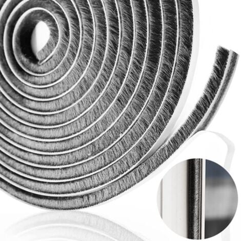 Brush seal - door seal - self adhesive - 9 mm x 15 mm x 6 m - door seal - for door sealing, windows, soundproofing