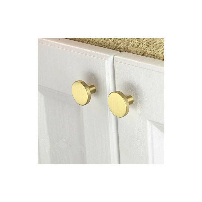 Brushed Brass Cabinet Knobs, Gold Dresser Drawer Knobs, For Cabinets, Cupboards, Bathroom, Bath and Kitchen, set of 10 (round)