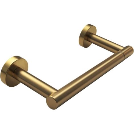 Brushed brass toilet paper holder, swivel wall-mounted bathroom bracket with template, SUS304 double-pole roll holder, TP Mega modern matte gold finish