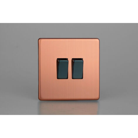 Brushed Copper 2-Gang 10A Rocker Switch for Luxury Spaces