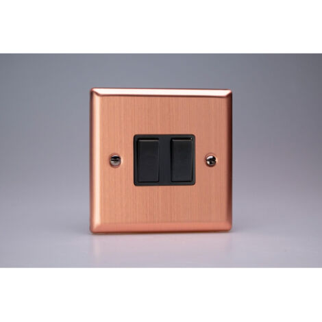 Brushed Copper 2-Gang Rocker Switch  Varilight 10A