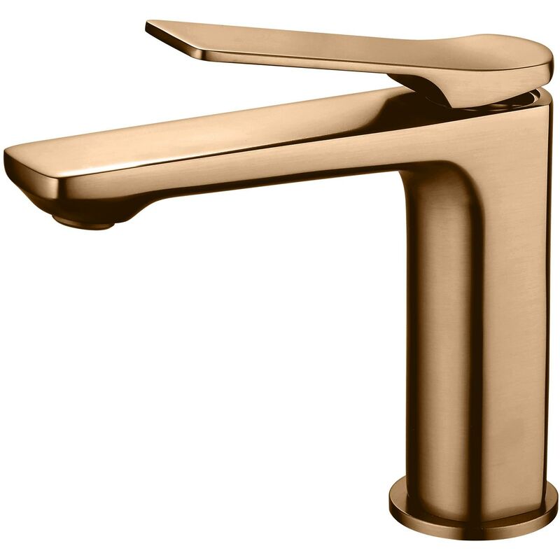 Brushed Copper Bathroom Sink Tap Standing Mixer Single Lever