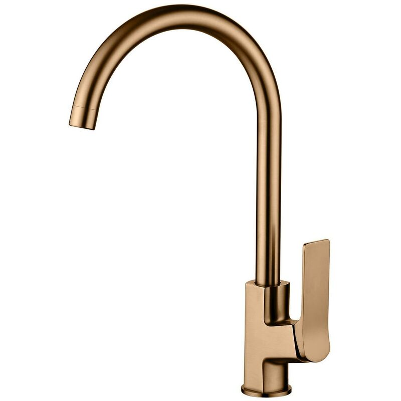 Invena - Brushed Copper Kitchen Sink Tap Standing Mixer Single Lever