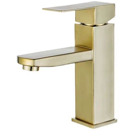 Brushed Gold Basin Faucet (Brushed Gold), Bathroom Sink Faucet, Pipes Included, SUS 304 Stainless Steel