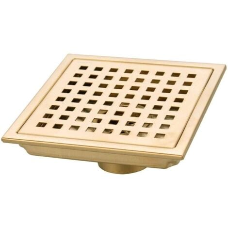 Brushed Gold Square Shower Floor Drain 304 Stainless Steel for Bathroom Kitchen Waste Grate Large Drainage Waste 150mm