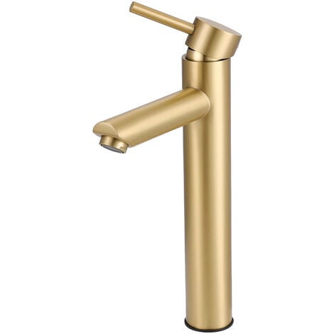Brushed Gold Tall Single Handle Vessel Faucet