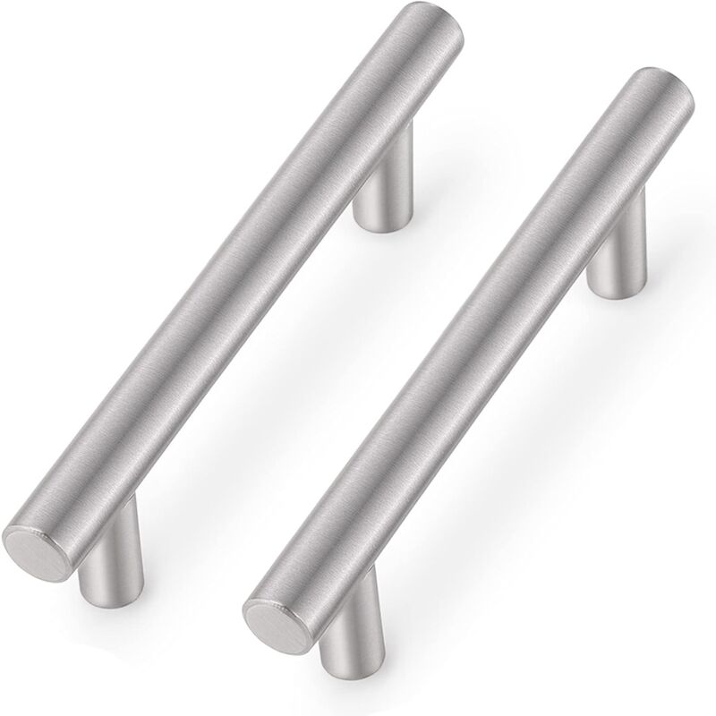 Brushed Nickel Stainless Steel Bathroom Cabinet t Bar Handle Furniture Drawer Pulls Cupboard Knobs (96mm Hole Centers - 150mm Long) 5 Pack