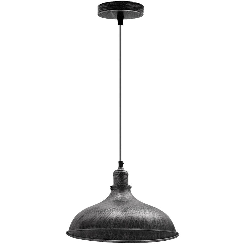Brushed Silver Industrial Retro Ceiling Pendant Light Loft Style Suspended