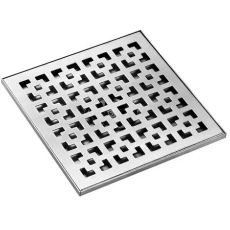 Brushed square shower drain, 30x30cm, stainless steel floor drain with removable grate, hair strainer, bathroom shower drain