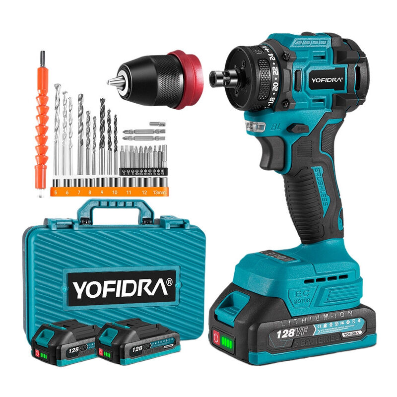 Brushless Visseuse à chocs sans fil 18V ,Ajustement à 24 vitesses, 10mm Mandrin,Boîte avc 31pcs Accessoires