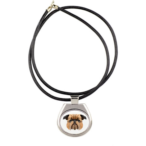 Brussels Griffon, Griffon Bruxellois - collana con foto e iscrizione geometrica di Art-Dog