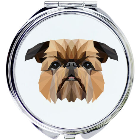 Brussels Griffon, Griffon Bruxellois - specchio con foto e iscrizione geometrica di Art-Dog