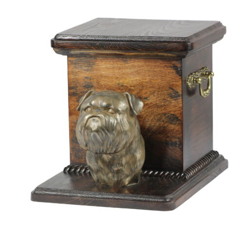 Brussels Griffon, Griffon Bruxellois - un'urna per le ceneri del cane con una statuetta, un'urna elegante per un cane, un'urna unica con un busto di un cane di Art-Dog