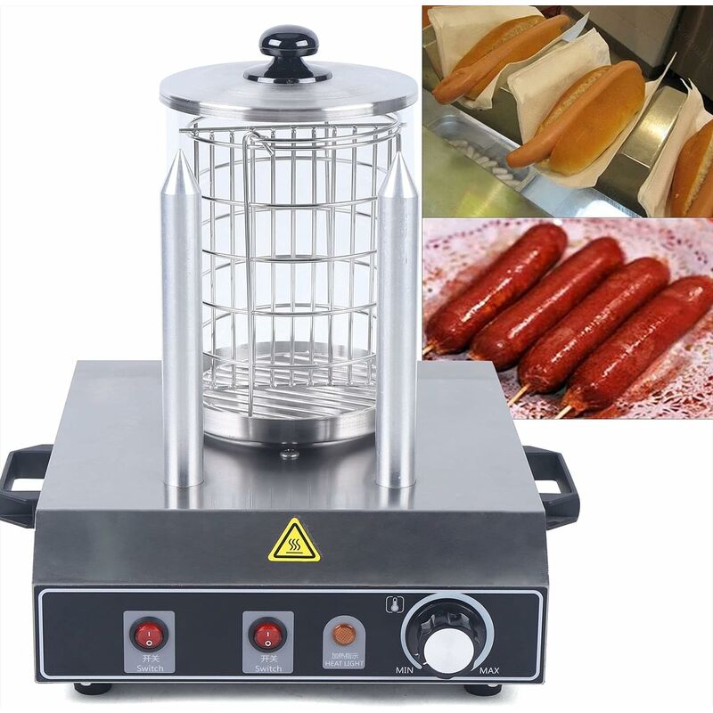 Machine à hot-dogs, chauffe-saucisses, 220 v, température réglable, appareil à hot-dogs, chauffe-saucisses, grille-pain en acier inoxydable pour la