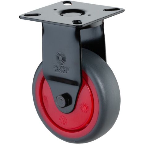 BS-R Appar.-Bockrolle, Gehäuse schwarz, Rad Ø 75mm, TPR grau