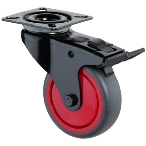 BS-R Apparate-Lenkrolle, Gehäuse schwarz, mit Totalfeststeller,Rad Ø 75 TPR,60kg