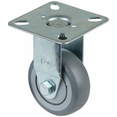 BS-R Bockrolle 50 mm, Gummirad grau, Kugellager, Platte, Tragkraft 50kg