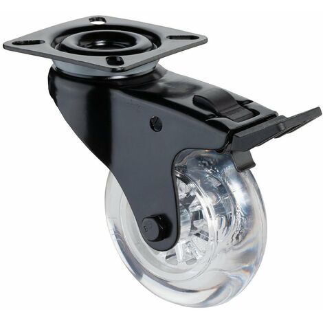 BS-R Design-Lenkrolle, mit Feststeller,Rad Ø 75mm, Kunststoff farblos
