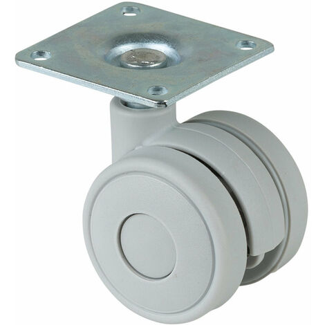 BS-R Kunststoff-Doppelrolle Ø 40 mm silbergrau, mit Platte
