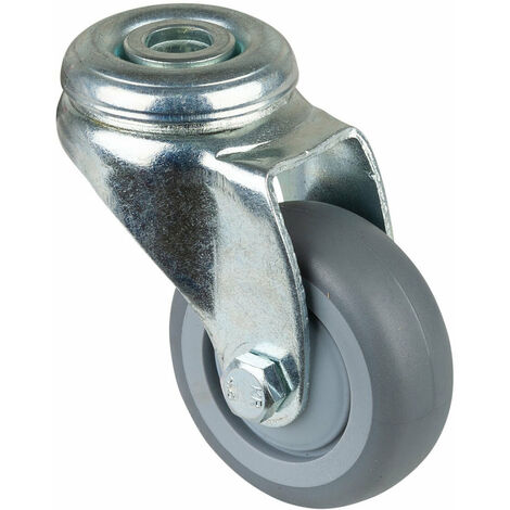 BS-R Lenkrolle 50 mm, Gummirad grau, Kugellager, Rückenloch, Tragkraft 50kg