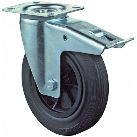 BS-R Lenkrolle 80 mm Gummirad 100 kg mit Feststeller