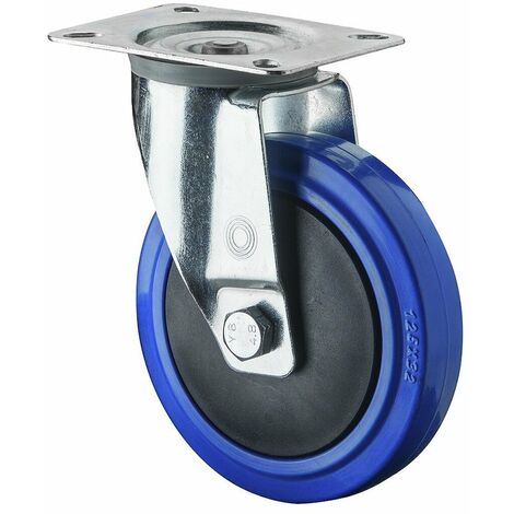 BS-R Transportgeräte-Lenkrolle, Rad Ø 125 Elastik-Reifen  blau 175kg