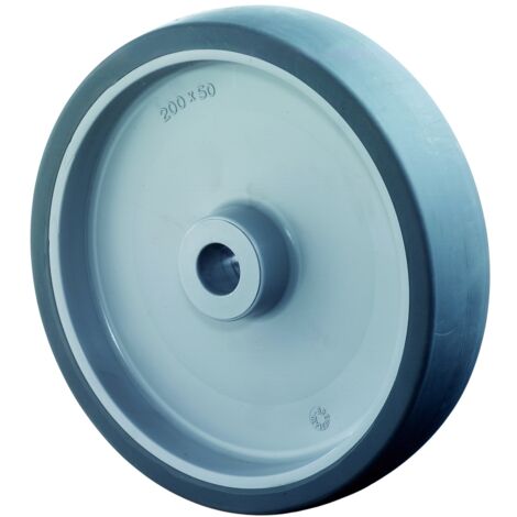 BS Rollen BS Gummirad grau B43, Kunststofffelge, Gleitlager, Ø Rad 125 mm, Tragkraft 100 kg, Radbreite 35 mm, Nabenlänge 44 mm