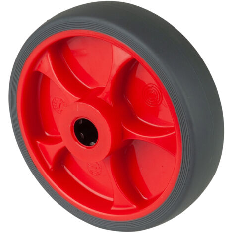 BS Rollen Gummirad B44, Rad-Ø 125 mm, Tragkraft 120 kg, Rollenlager, Kunststoff rot