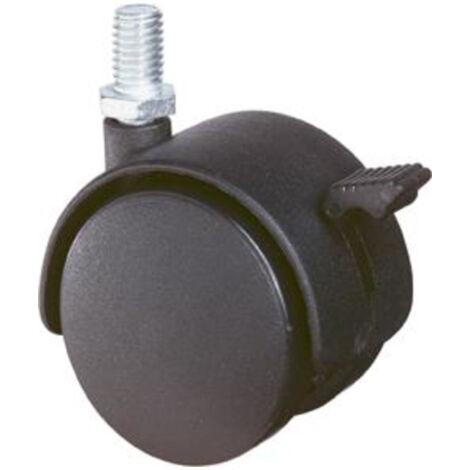 BS Rollen Kunststoffdoppelrolle m.Feststeller D.50mm Trgf. 40kg m.Gew.stift M10 Ku.schwarz