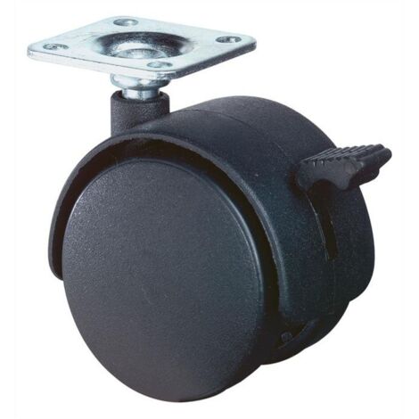 BS Rollen Kunststoffdoppelrolle mit Feststeller Polyamid Anschraubplatte 30 kg - F85.040.PL