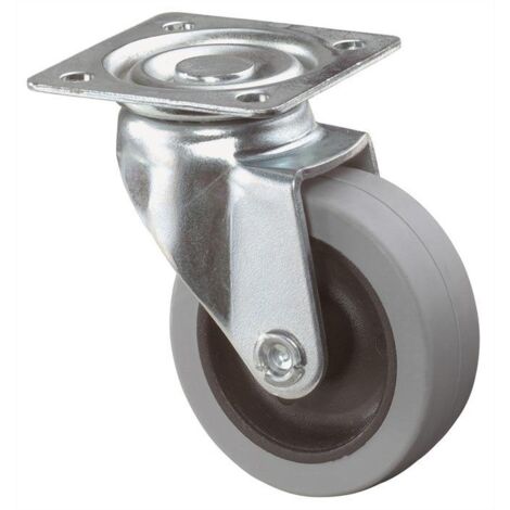 BS Rollen Lenkrolle mit Anschraubplatte Gummi grau Gleitlager 50 mm 35 kg - A200.A80.050