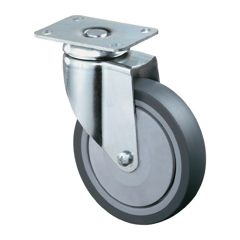 

Bs Rollen - Rueda giratoria D.150mm capacidad de carga 100kg con placa de goma gris