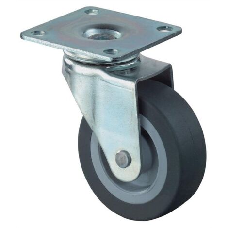 BS Rollen Roue pivotante avec platine à visser Caoutchouc palier lisse 50 mm 40 kg - F26.051