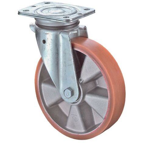 Roulette fixe D. 80 mm à platine 103 x 85 mm charge max. 140 kg -  0090148800 - Tente