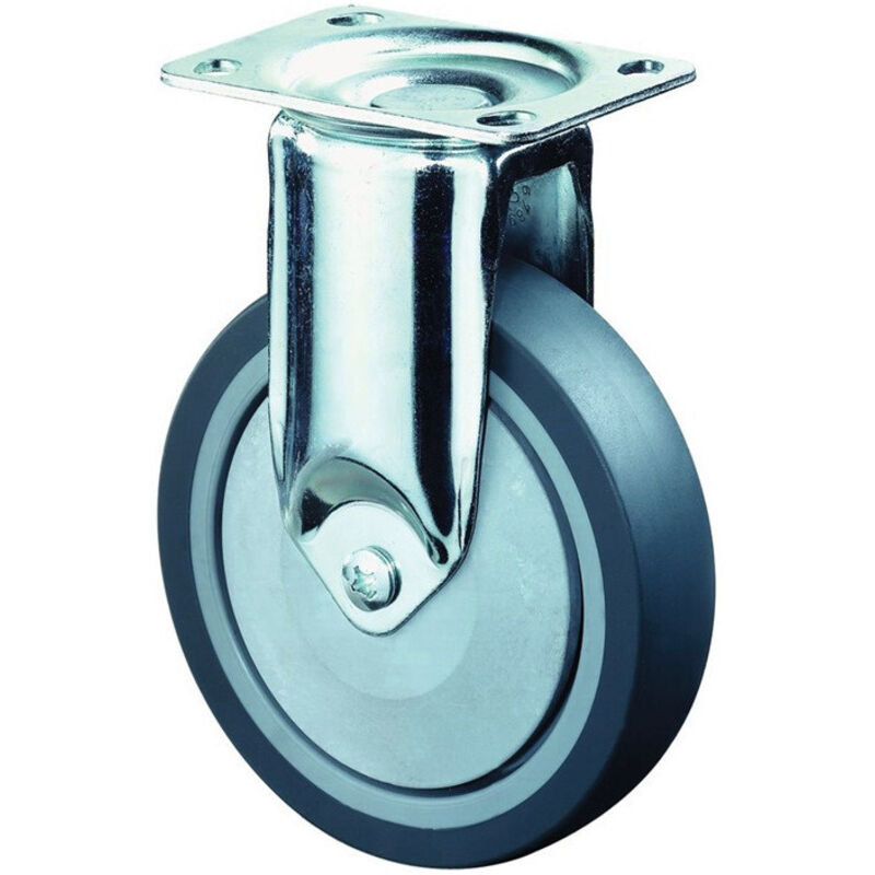 Roulette fixe 80 mm 80 kg caoutchouc plein 94 x 64 mm