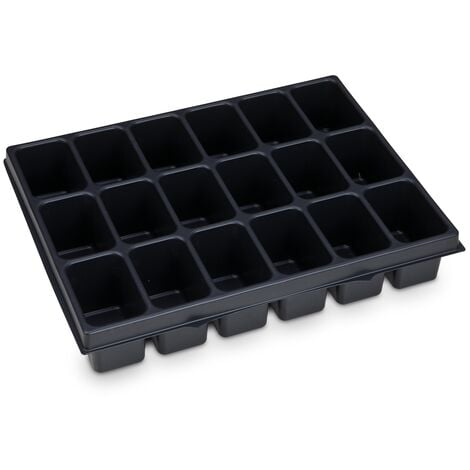 BS SYSTEMS Insert pour petites pièces i-BOXX® iB 72 l349xP265xH63mm polystyrène avec 18 cuvettes noir