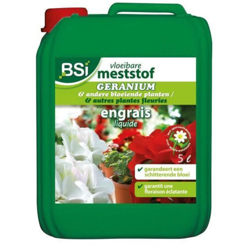 BSI - Engrais Minéral Pour Géranium - Pour Les Especes De Géranium - Oligo-Eléments Soluble Dans l'Eau - 5L