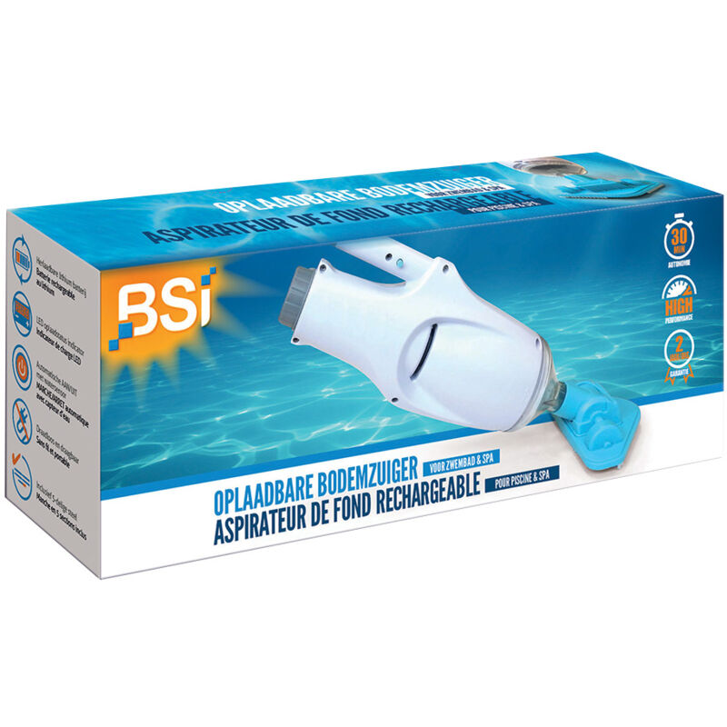 BSI - Nettoyage - Kit Aspirateur de Fond Sans Fil - Pour Oter les Feuilles et Insectes - Manche jusqu'à 1,70 m - Autonomie 30 mn