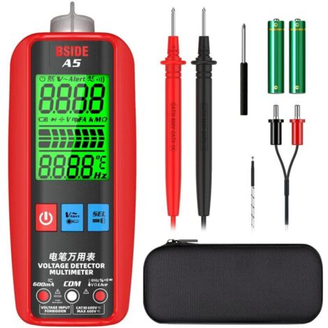 BSIDE A5 Multimètre Numérique Intelligent Testeur de Courant Automatique Grand Écran Voltmètre Multifonction avec NCV VFD Teseur de Tension Résistance Capacité Fréquence Continuité Diode Température