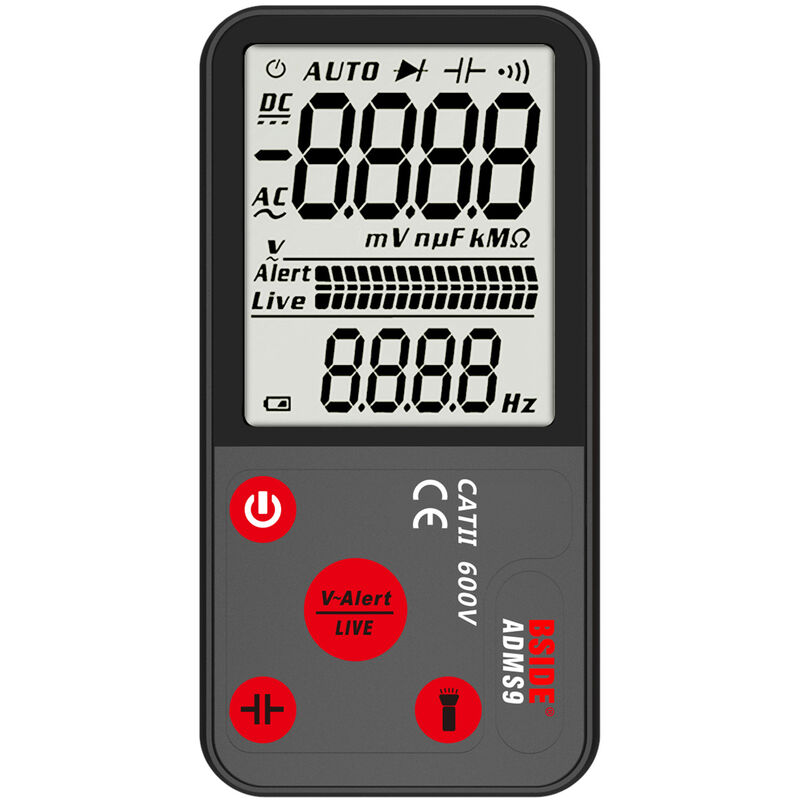 

ADMS9 Multimetro digital True RMS Probador de voltaje de pantalla grande ultrafino profesional 9999 Cuenta Multimetro NCV Resistencia Frecuencia