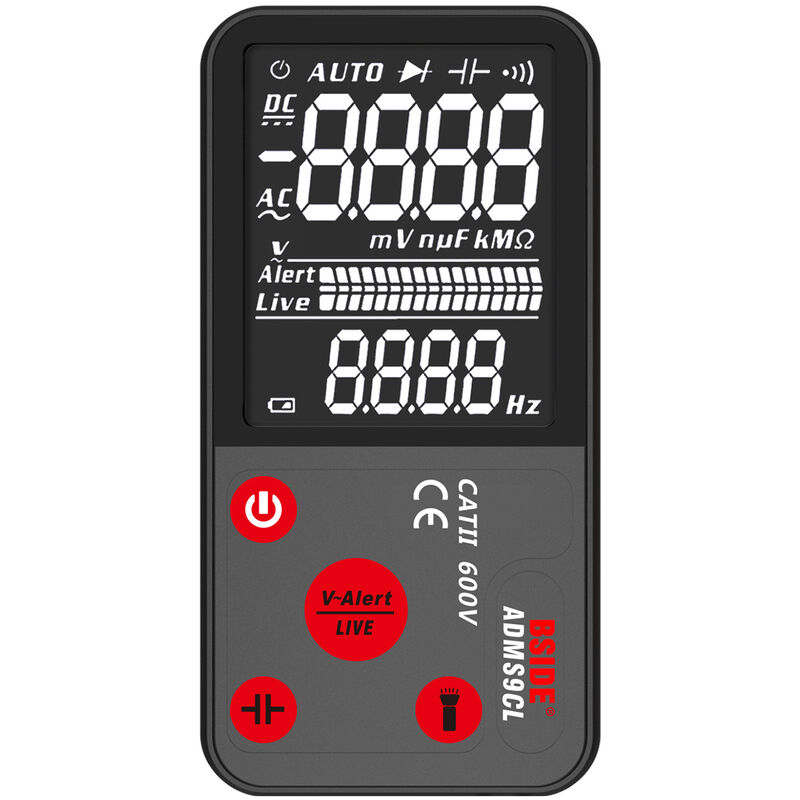 

ADMS9CL Multimetro digital TRMS 9999 cuentas Probador de amperios voltios ohmios ultraportatil para medir voltaje Resistencia a la corriente Diodo de