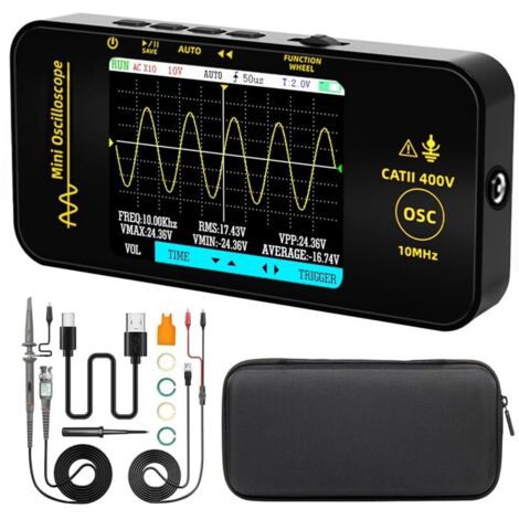 BSIDE Mini Oscilloscope Numérique de Poche 10MHz Bande Passante 48MSa/s Échantillonnage Oscilloscope Portable Rechargeable Ultra Mince avec 3,2 Pouces Écran Couleur pour Automobile Audio Électronique